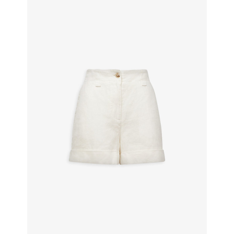 Reiss Demi Patch-pocket Linen Shorts In White