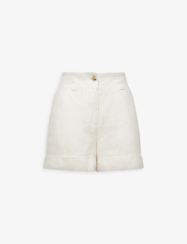 Demi patch-pocket linen shorts