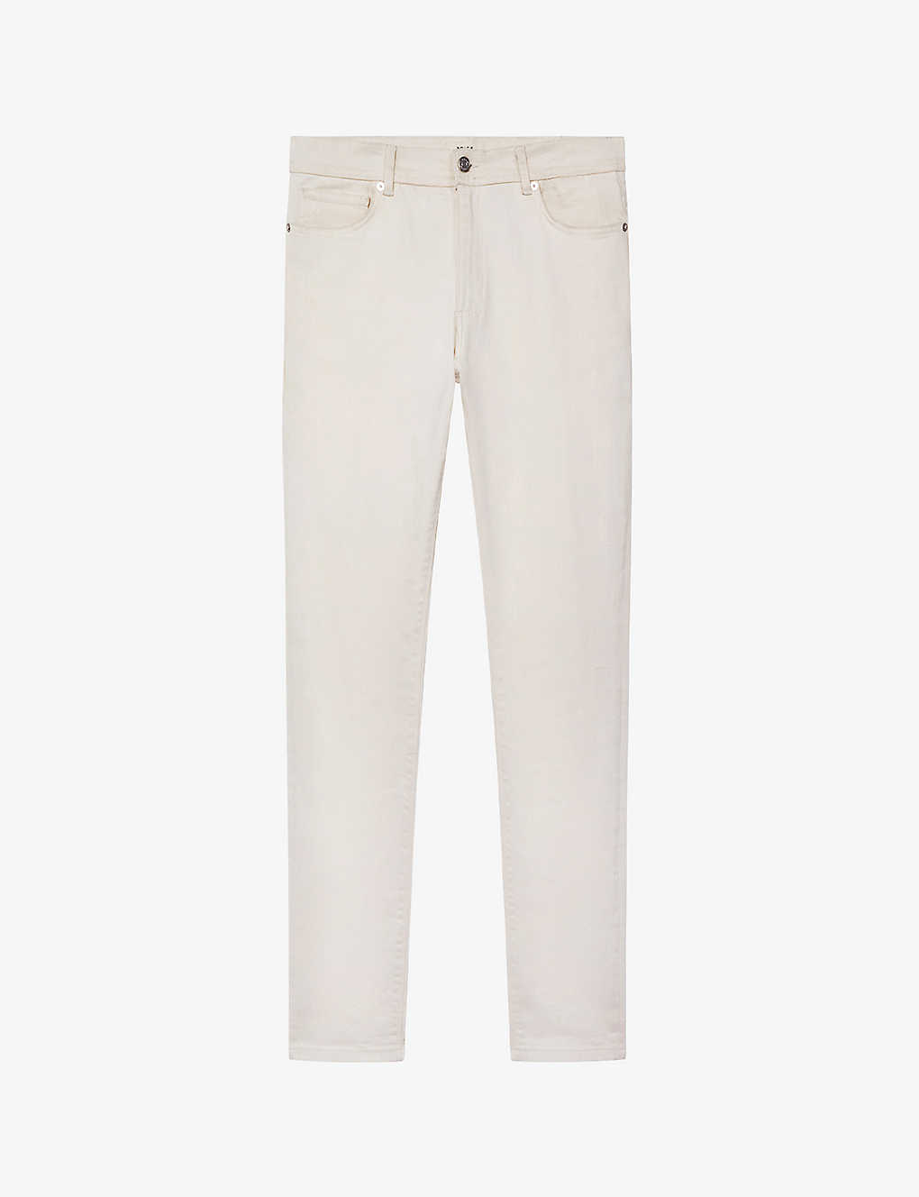Reiss Mens Ecru Santorini Slim-fit Tapered-leg Stretch-cotton Jeans