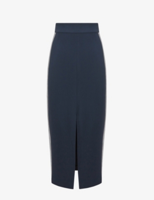 REISS - Pia high-rise side-stripe stretch-woven pencil skirt ...