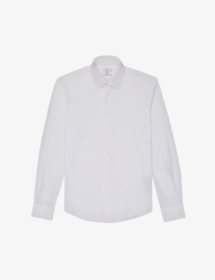 Reiss Mens White Voyager Regular-fit Stretch-woven Shirt In White