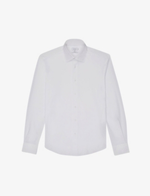 Reiss Mens White Voyager Regular-fit Stretch-woven Shirt