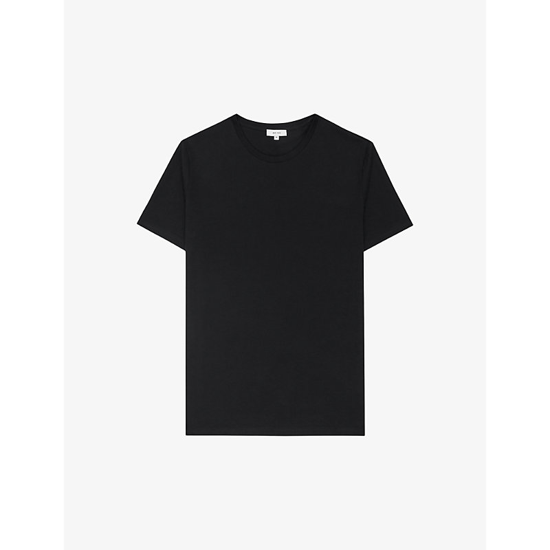 Shop Reiss Men's Black Bless Crewneck Cotton-jersey T-shirt