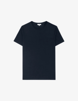 Reiss Mens Navy Bless Crewneck Cotton-jersey T-shirt