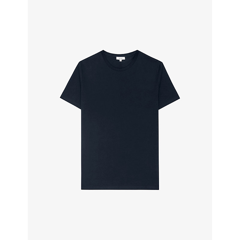 Reiss Mens Navy Bless Crewneck Cotton-jersey T-shirt