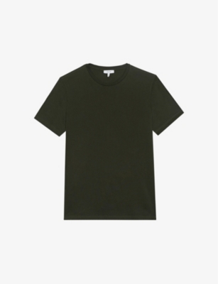 Shop Reiss Men's Oxidised Green Bless Crewneck Cotton-jersey T-shirt