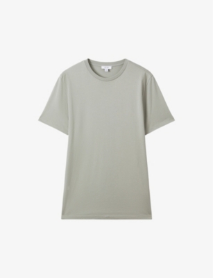 Reiss Mens Pistachio Bless Crewneck Cotton-jersey T-shirt