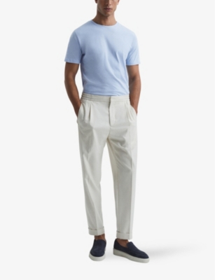 REISS MENS SOFT BLUE BLESS CREWNECK COTTON-JERSEY T-SHIRT 63473095