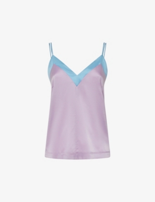 Reiss Payton Double-strap Silk-blend Vest Top In Lilac/blue