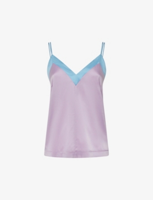 Reiss Payton Double-strap Silk-blend Vest Top In Lilac Blue