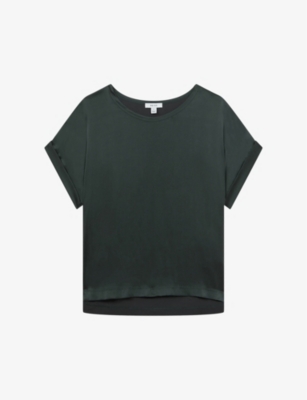 Reiss Womens Emerald Helen Relaxed-fit Stretch-silk T-shirt
