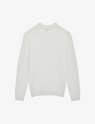 Reiss Mens Ecru Cole Ribbed Knitted Jumper
