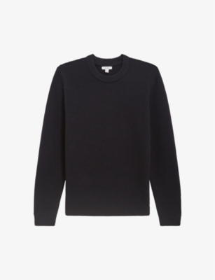Reiss Mens Navy Cole Ribbed Knitted Jumper