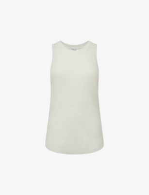 Reiss Womens Cream Piper Round-neck Linen And Wool-blend Vest