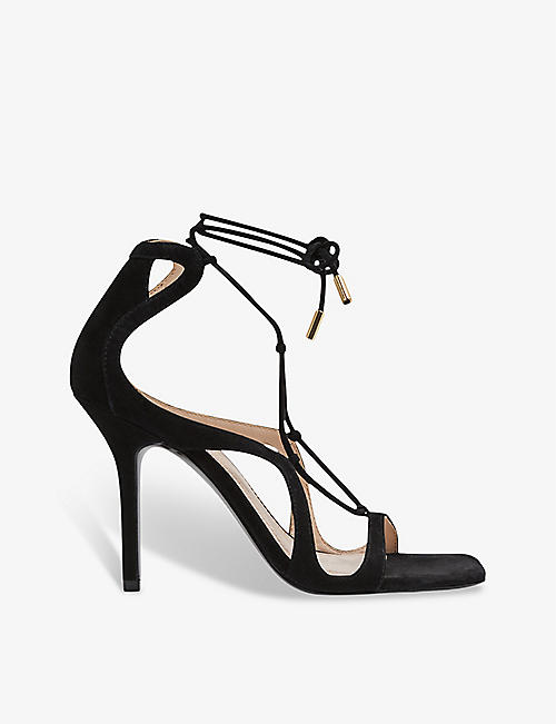REISS: Kate cross-strap leather heeled sandals