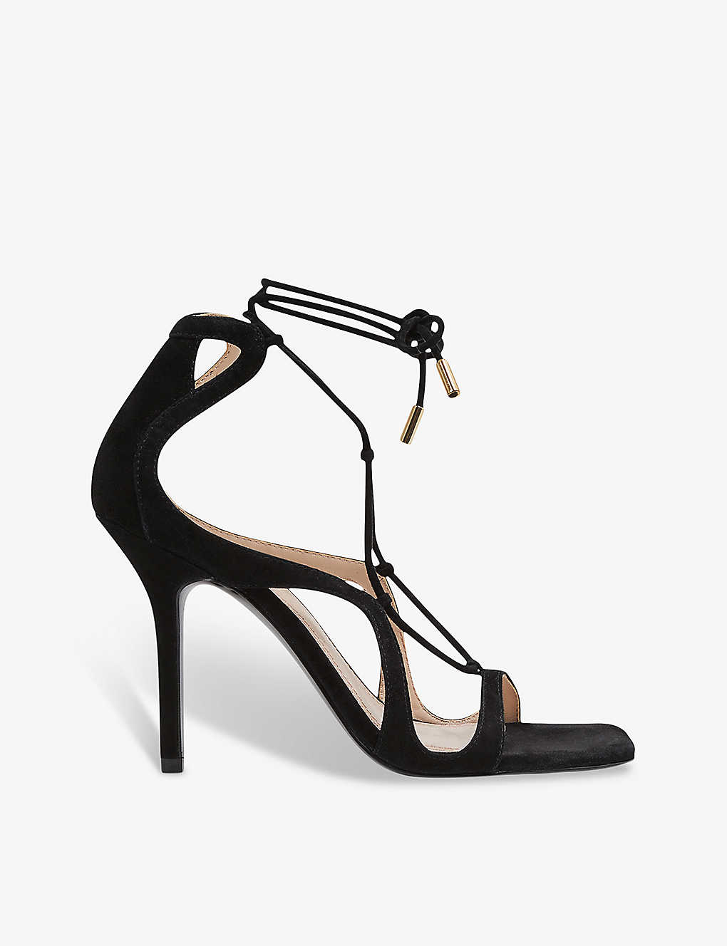 Reiss Womens Black Kate Cross-strap Leather Heeled Sandals