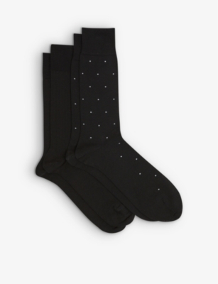 Reiss Mens Black Graham Cotton-blend Socks Pack Of Two