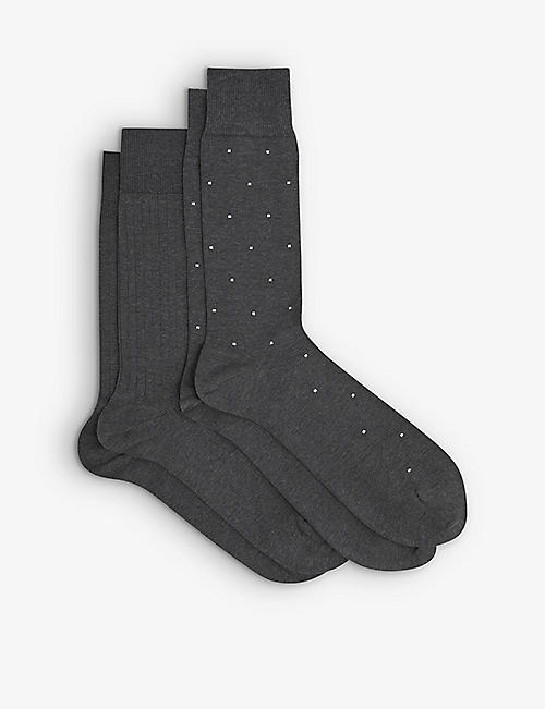 REISS: Graham cotton-blend socks pack of two