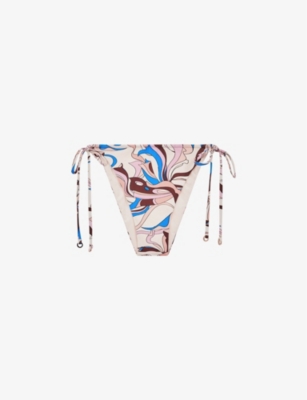 REISS: Jamila print-embellished high-rise bikini bottoms