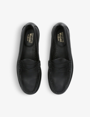 Shop Bass Weejuns Black Larson Soft-leather Penny Loafers