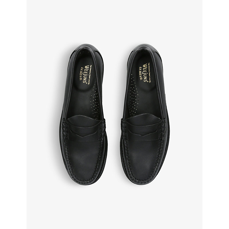 Shop Bass Weejuns Black Larson Soft-leather Penny Loafers
