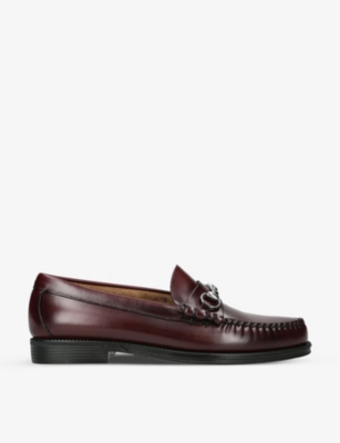 Bass Weejuns Mens Wine Lincoln Horsebit Leather Loafers In Red