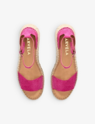 Shop Carvela Comfort Chase Rope Textured-sole Suede Espadrille Sandals In Pink