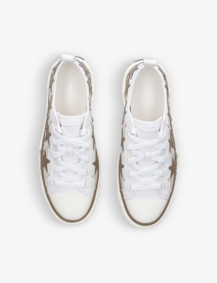 Shop Amiri Men's White/comb Court Star-patch Canvas And Leather Low-top Trainers