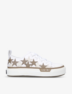 AMIRI: Court star-patch canvas and leather low-top trainers