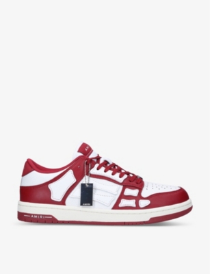 Shop Amiri Skel Panelled Leather Low-top Trainers In Red