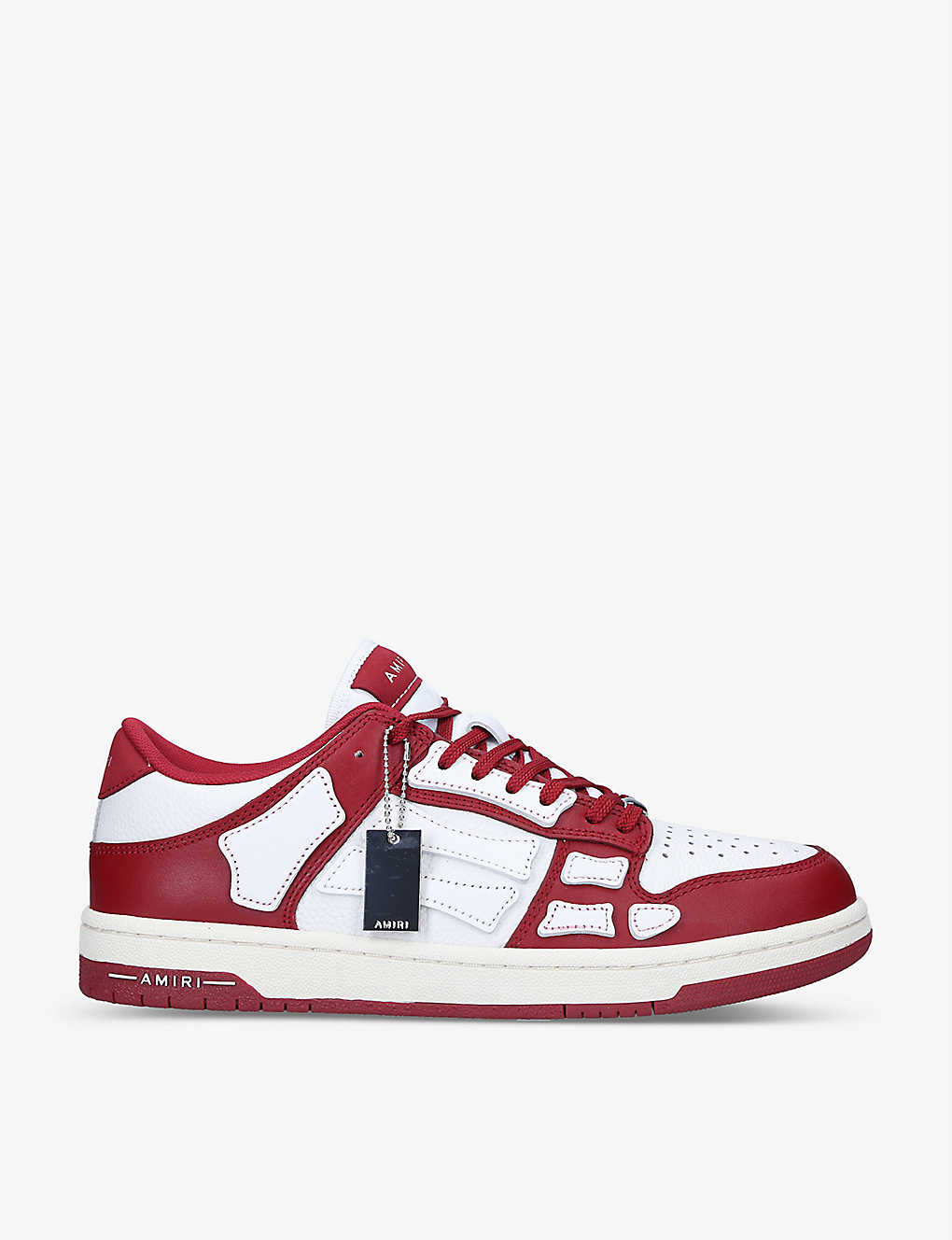 Shop Amiri Men's Red Comb Skel Panelled Leather Low-top Trainers
