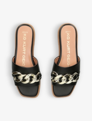 Kg Kurt Geiger Chain Embellished Raven Slides In Black | ModeSens