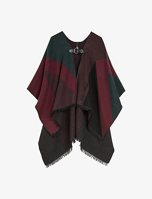 TED BAKER: Suffia buckle-fastened knitted poncho