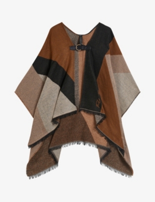 TED BAKER: Suffia buckle-fastened knitted poncho