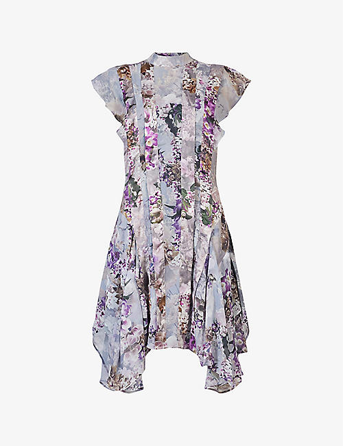 ALLSAINTS: Lucia floral-print recycled-polyester mini dress