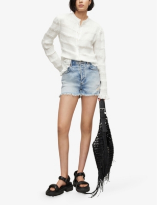 Meg relaxed-fit smocked recycled-polyester shirt