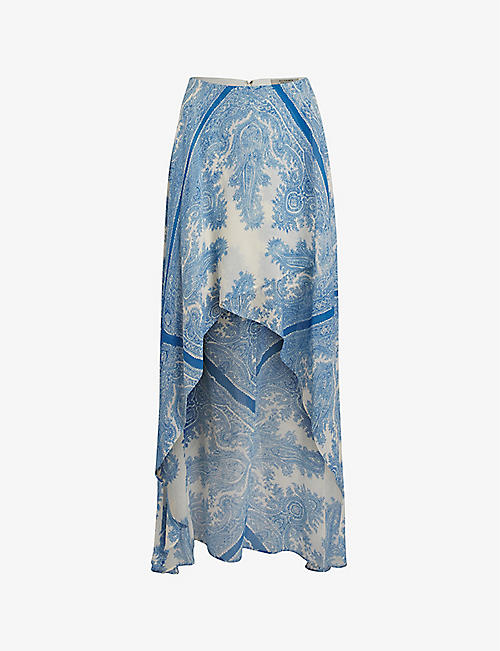 ALLSAINTS: Slvina Rafaela paisley-print woven midi skirt