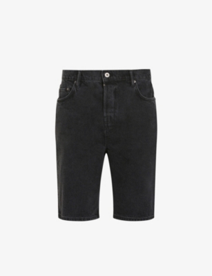 Allsaints Switch Raw Hem Denim Shorts In Washed Black