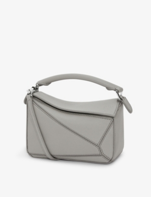 Loewe Mini Puzzle Pearlized Leather Bag in Gray