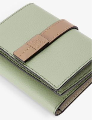 Loewe Womens  Trifold Logo-embossed Leather Wallet In Rosemary/tan