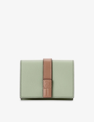 Loewe Womens  Trifold Logo-embossed Leather Wallet In Rosemary/tan