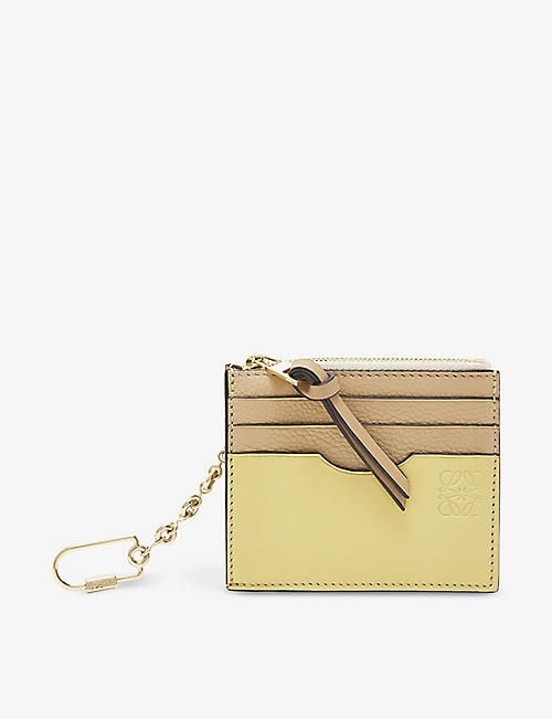 LOEWE: Square leather card holder on chain