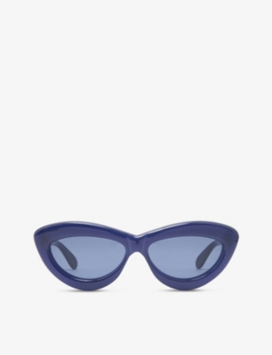 Loewe Womens Midnight Blue G736270x14 Cat-eye Logo-embellished Acetate Sunglasses In Midnight Blue