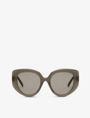 LOEWE LOEWE WOMEN'S BROWN GREEN G736270X16 BUTTERFLY-FRAME LOGO-EMBELLISHED ACETATE SUNGLASSES,63511414