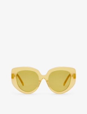 Loewe Womens Canary Yellow G736270x16 Butterfly-frame Logo-embellished Acetate Sunglasses In Canary Yellow