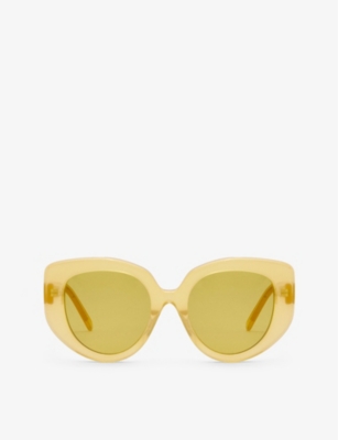 LOEWE LOEWE WOMEN'S CANARY YELLOW G736270X16 BUTTERFLY-FRAME LOGO-EMBELLISHED ACETATE SUNGLASSES,63511490