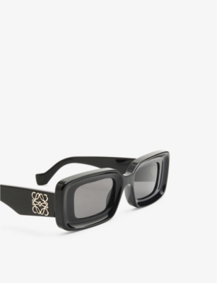 Loewe Womens Black G736270x18 Rectangular Logo-embellished Acetate Sunglasses In Black