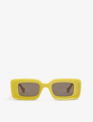 LOEWE LOEWE WOMEN'S YELLOW G736270X18 RECTANGULAR LOGO-EMBELLISHED ACETATE SUNGLASSES,63511551