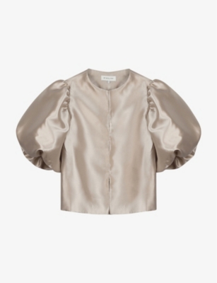 MALINA Cleo balloon sleeve satin blouse Selfridges