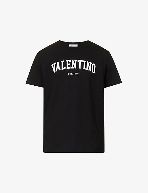 VALENTINO：College 标识印花平纹针织棉 T 恤